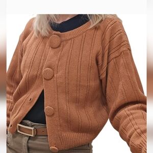 Vintage Paul Et Duffier Rust Orange Crop Cardigan Small Fall Autumn Cabincore